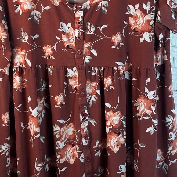 Torrid womens tunic blouse swap neck Button front Bohemian whimsigoth plus size - Picture 5 of 11